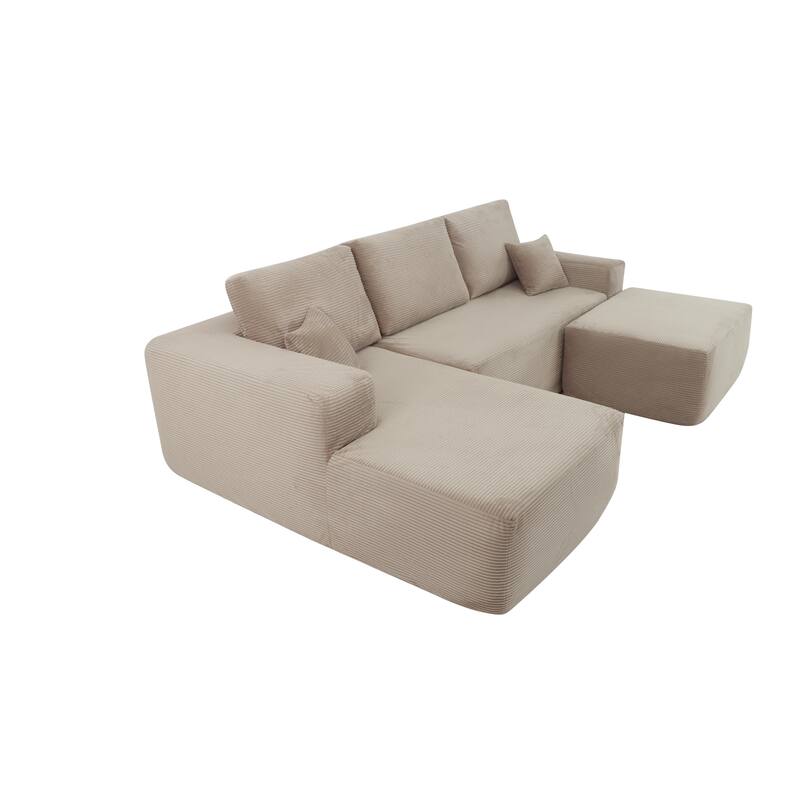 Cloud Modular Sectional Sofa with 1 Ottoman, Modern Minimalist Upholstered Couches, U Shaped Deep Seat Sofa with Chaise