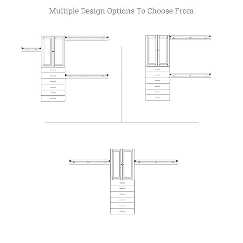 John Louis Home Solid Wood Reach-In Simplicity Closet System with 6-Drawers and /Raised Panel Doors Honey Maple