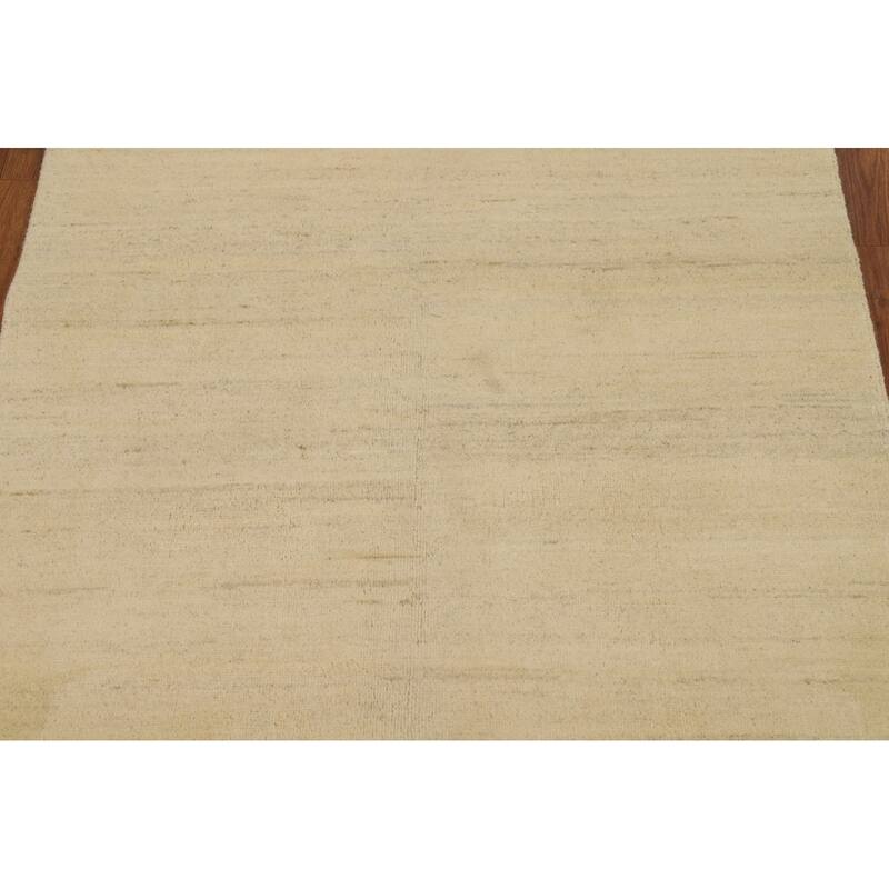 Gabbeh Modern Rug Hand-Knotted Solid Contemporary Wool Carpet - 3'11"x 5'10"