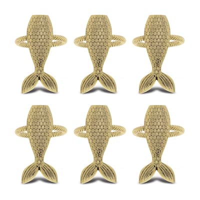 KitchaBon Mermaid Gold Napkin Rings for Table Decor - Set of 6 - 2.25 x 1 x 1.65 inches