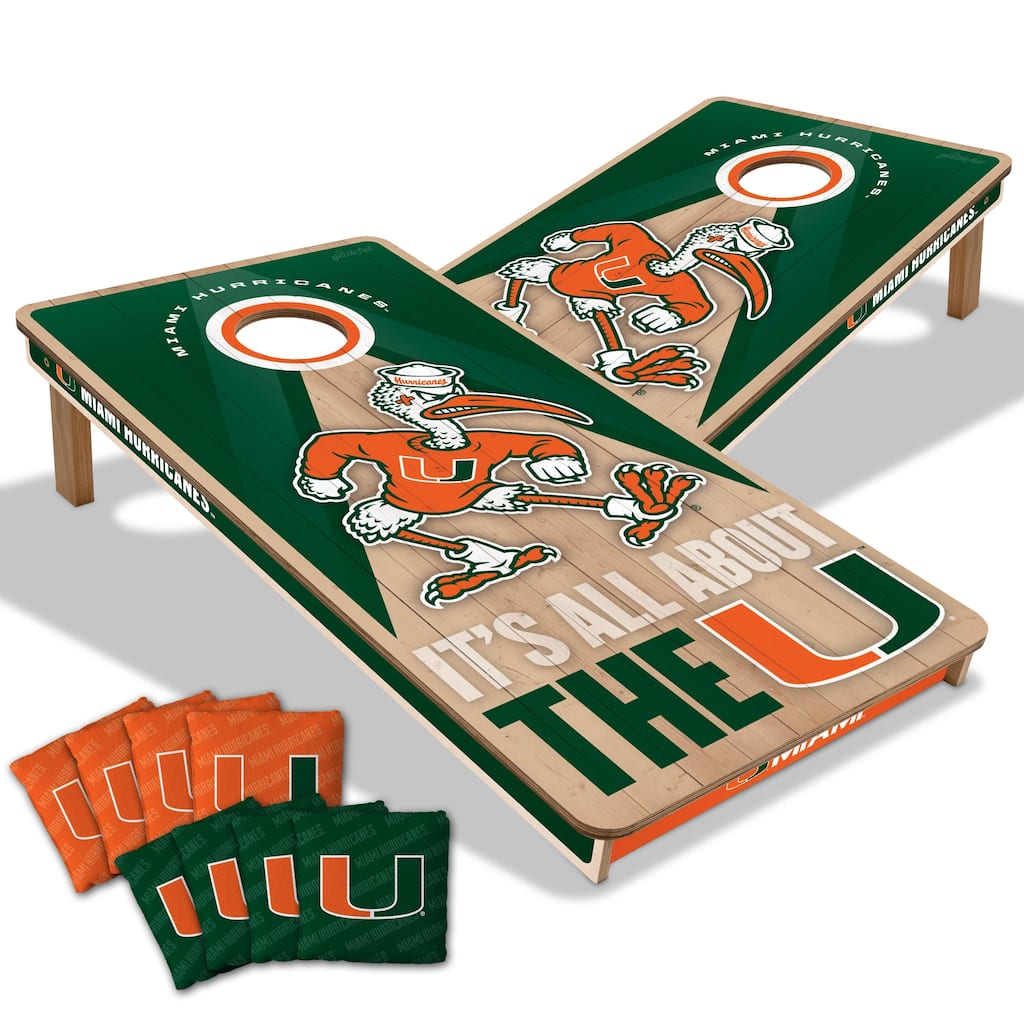 Miami Hurricanes NCAA 2x4 Professional Cornhole Board Set