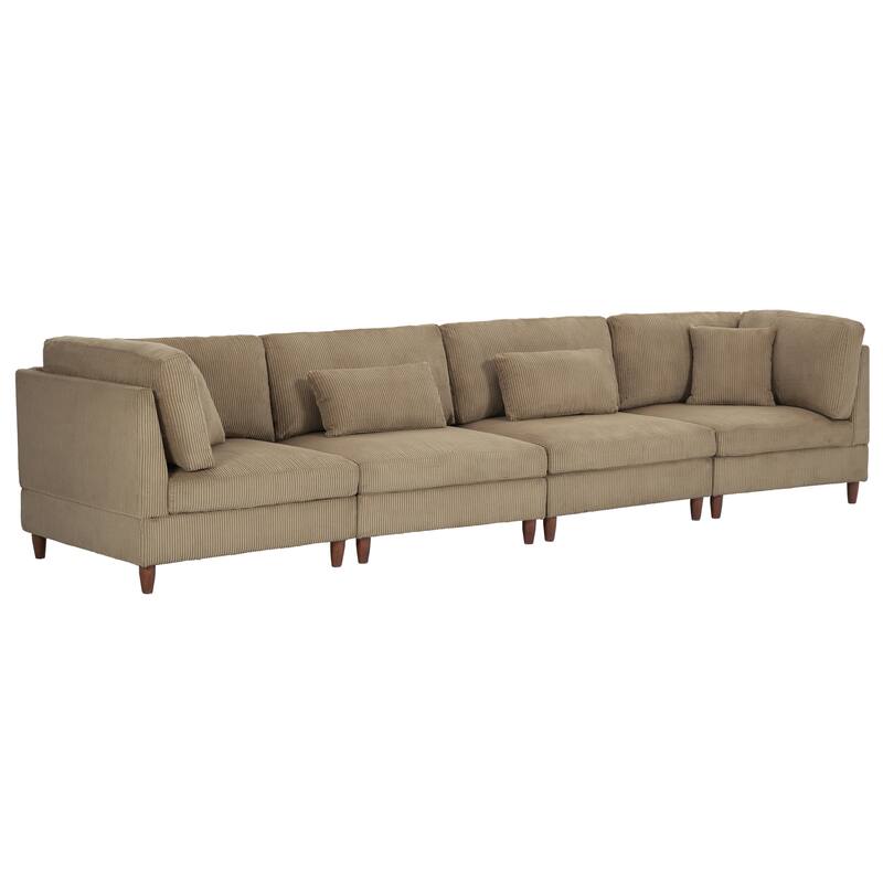 4-Piece Oversized Reversible Upholstered Sectional Modular Sofa
