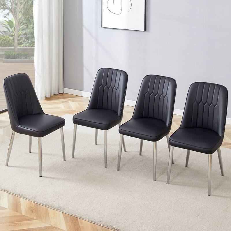 Modern Dining Chairs with Comfortable PU Leather and Durable Metal Legs for Home and Office Use
