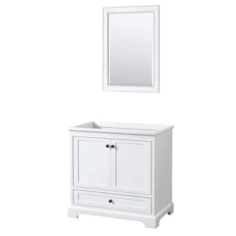 Deborah 36-inch Single Bathroom Vanity, 24-inch Mirror - White, Black Trim, No Top