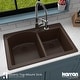 preview thumbnail 10 of 48, Top Mount 33-inch Large/Small Bowl Quartz Kitchen Sink - 33" x 22" x 9"