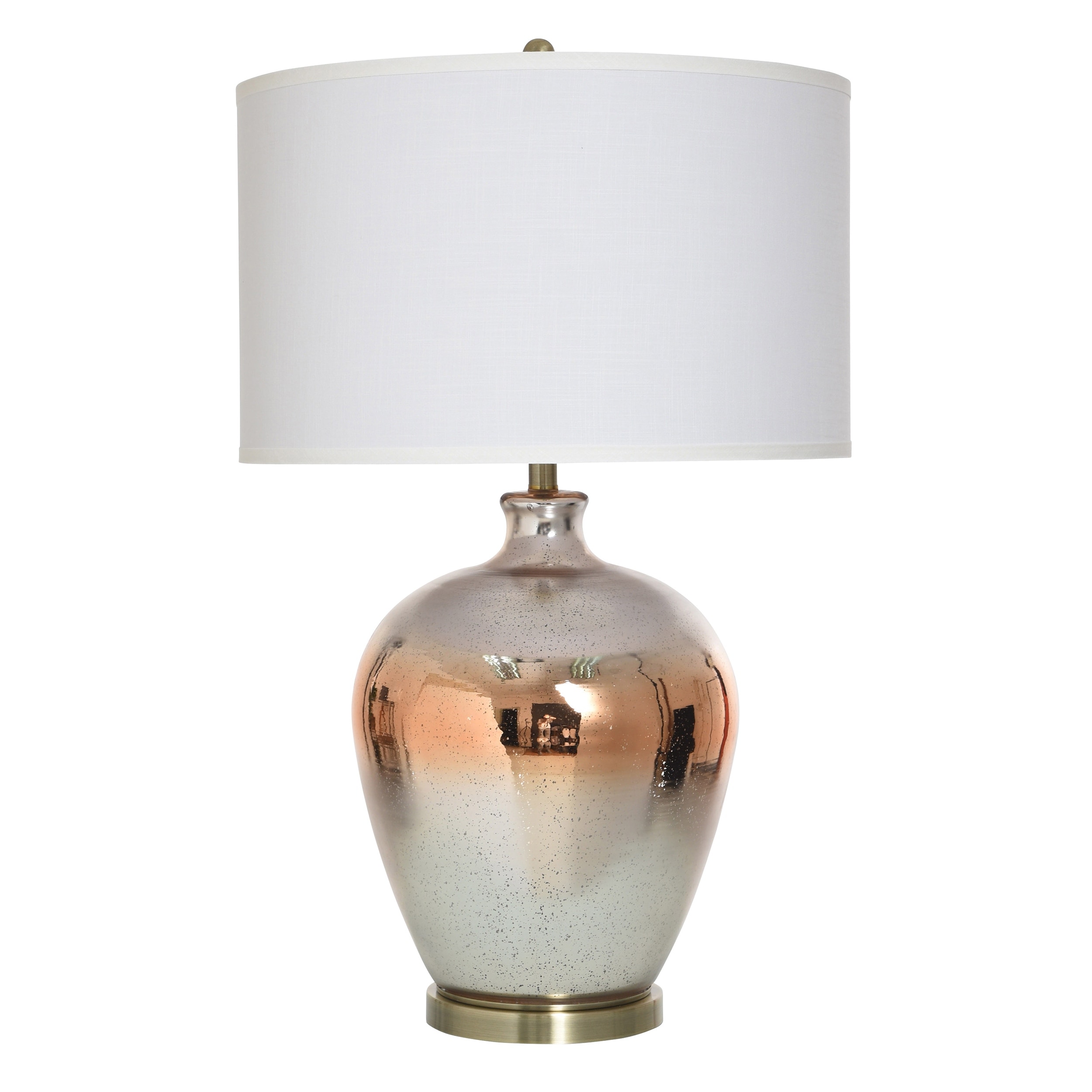 StyleCraft Glass Table Lamp - Amber Sunrise - White Fabric Shade