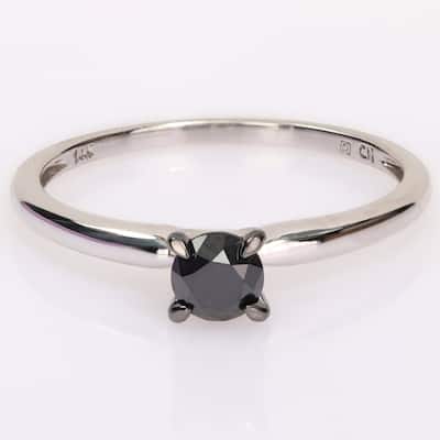 Miadora 1/2ct TDW Black Diamond Solitaire Engagement Ring in 14k White Gold