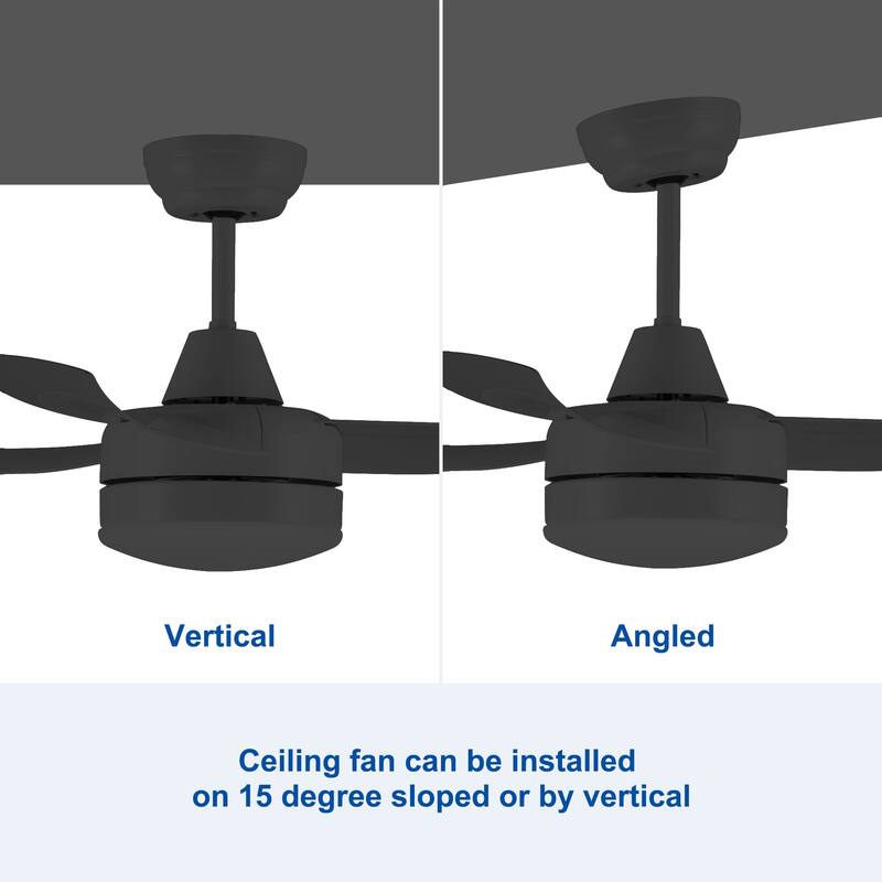 42" YUHAO Farmhouse Rustic LED Ceiling Fan with Brown Wood Grain ABS Blades and Remote Control