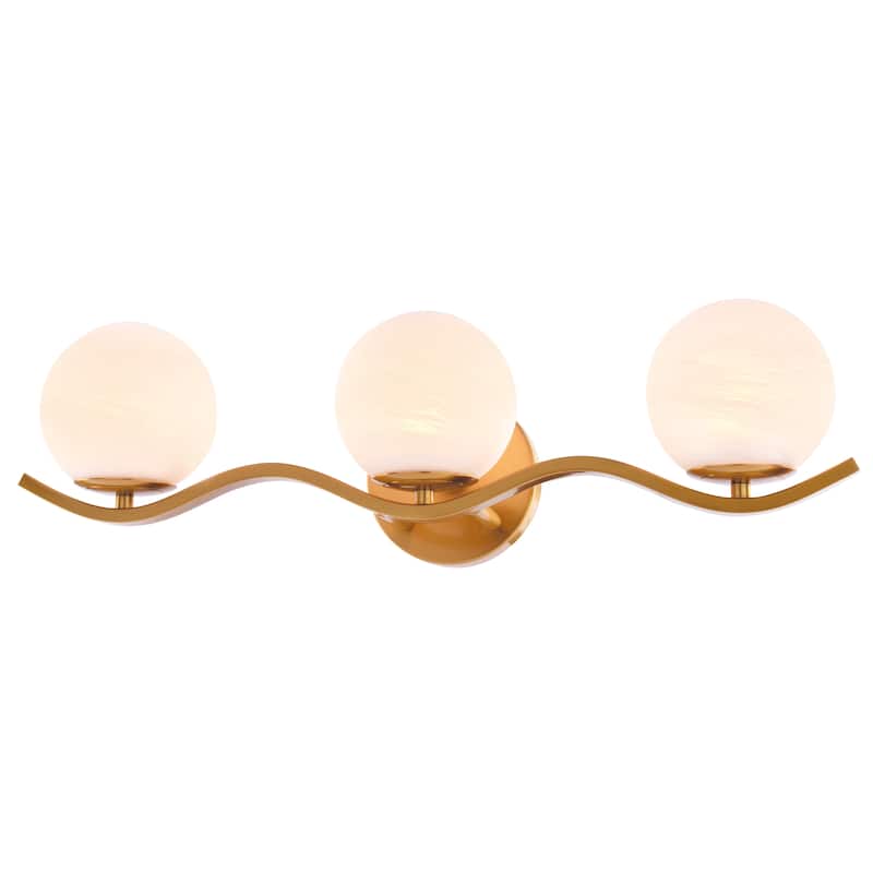VAXCEL Monticello Bathroom Vanity Lighting Fixture, White Alabaster Glass Globe Shades, Dimmable, Reversible Wall Light