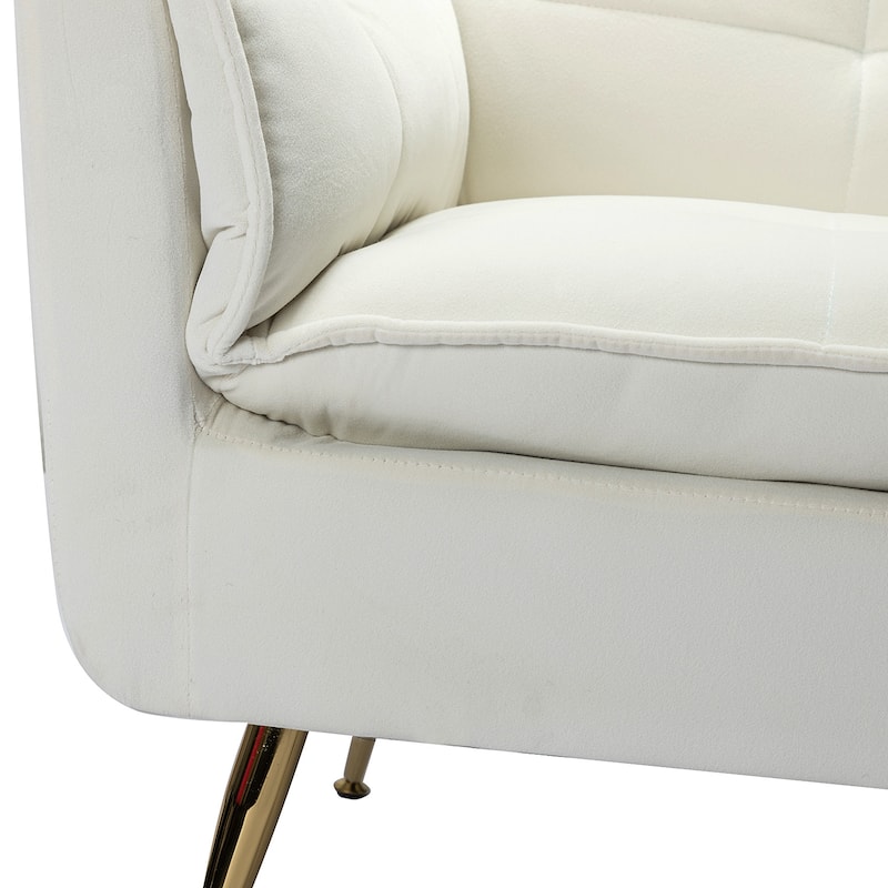 1ida Modern Velvet Tufted Padded Cushion Armchair with Golden Metal Legs by HULALA HOME