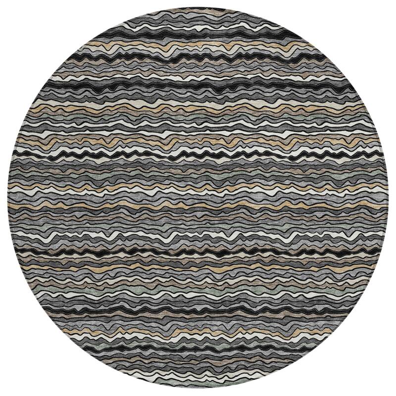 Machine Washable Indoor/ Outdoor Ziggy Stripe Chantille Rug