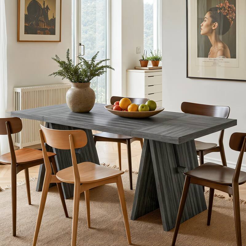63" Modern Rectangular Dining Table for Living Room, Kitchen, Grey