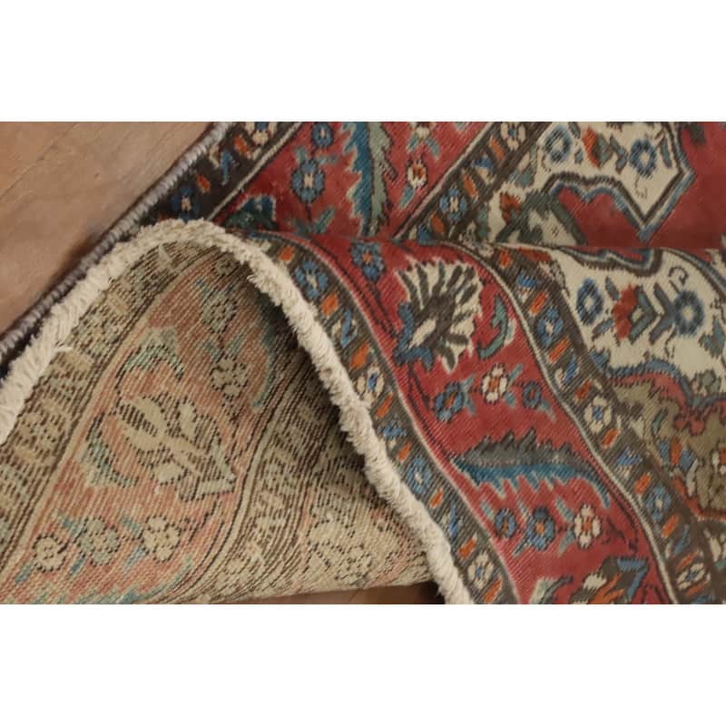 Hand Knotted Oriental 100% Wool Carpet Traditional Floral Red Tabriz Area Rug - 5' 11'' X 4' 3''