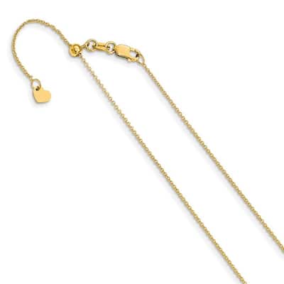 Curata Italian 14k Yellow Gold 0.7mm Round Cable Adjustable Chain Necklace (Lobster) Options: 22