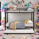 preview thumbnail 1 of 18, Modern Twin over Twin Metal Bunk Bed with Trundle and Ladder and Sturdy System for Adults Teens Black