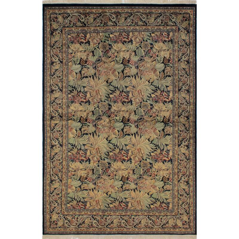 Noori Rug PakPersian Basarabian Black/Green Rug 6'1" x 9'1" Bed