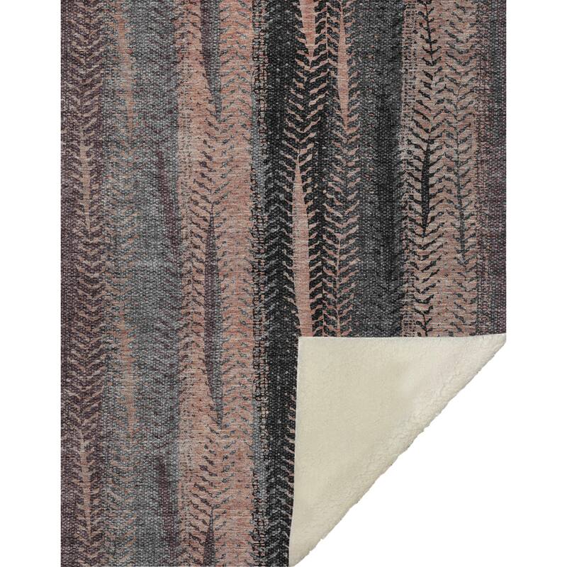Premium Machine Washable Contemporary Global Sherpa Throw Blanket
