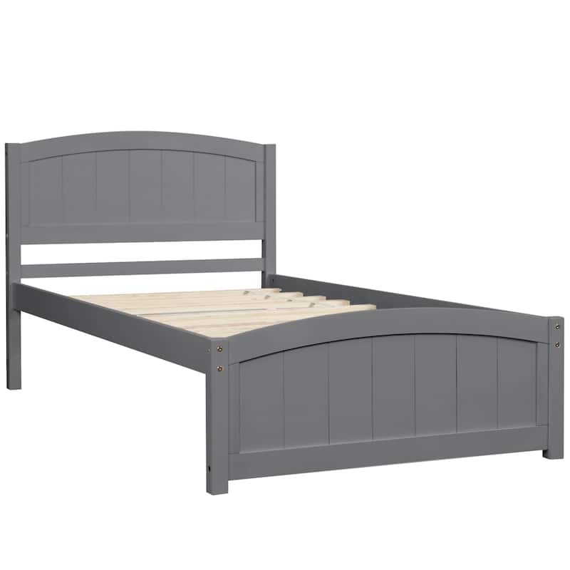 Wood Platform Bed with Headboard Footboard and Slat
