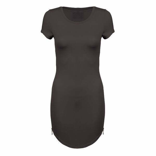 Shop Women S Tunic Dress Long Round Hem Side Zipper Tagless T Shirt Overstock 15614179