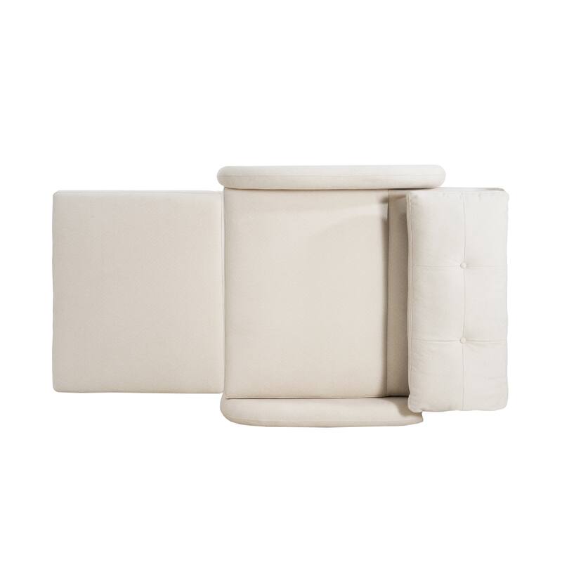 Cotton Linen 3-in-1 Sleeper Sofa Chair with Storage Pocket and Pillow