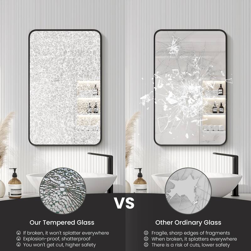 Talayuela Rectangular Aluminum Framed Medicine Cabinet with Mirror
