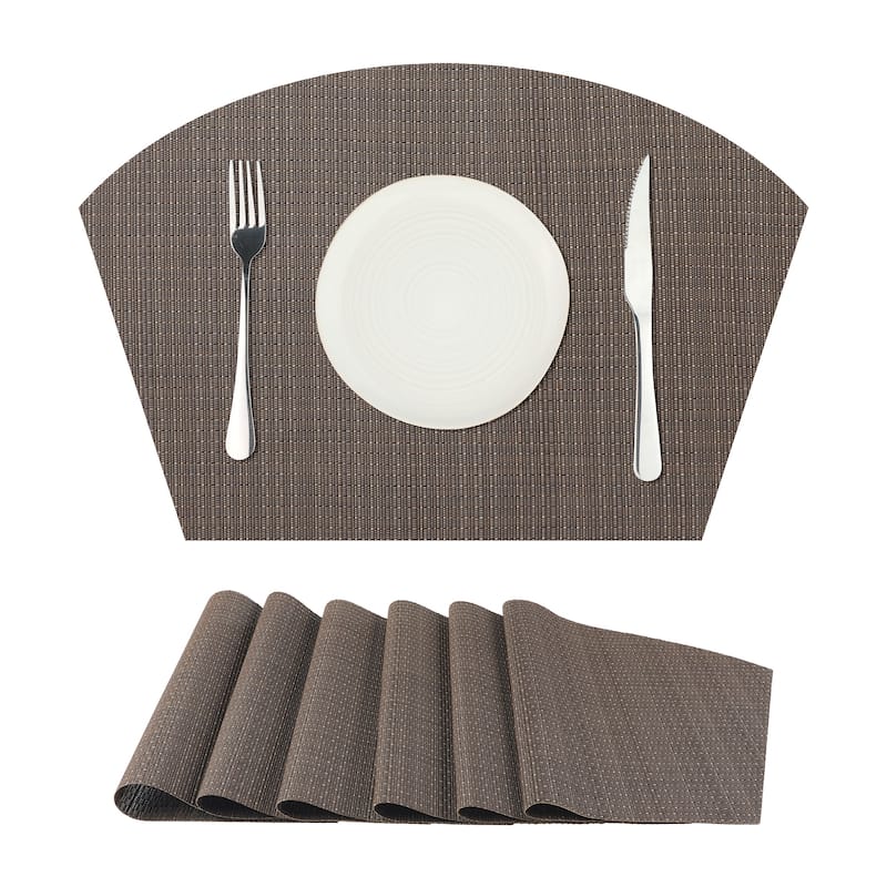 Table Placemats Set of 6 Placemats Heat Resistant Water Proof Table Mats - 18x12 inch - Coffee