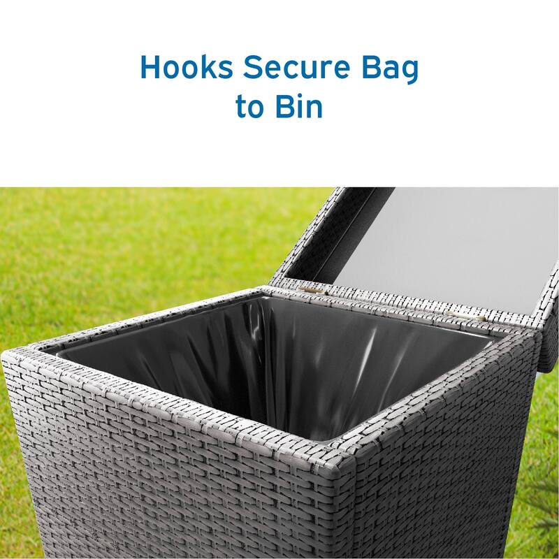 Nestl Outdoor Trash Can with Lid - 30 Gallon Durable Wicker Garbage Can for Patio