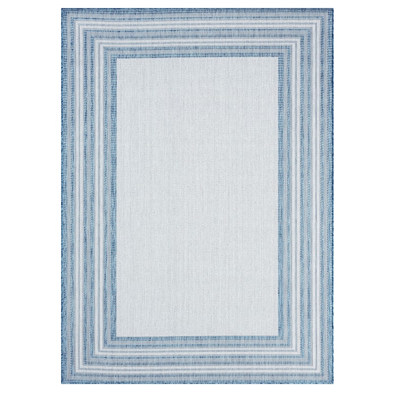 Nicole Miller New York Patio Country Layla Border Indoor/ Outdoor Rug - 5'2"x7'2" - Cream/Blue