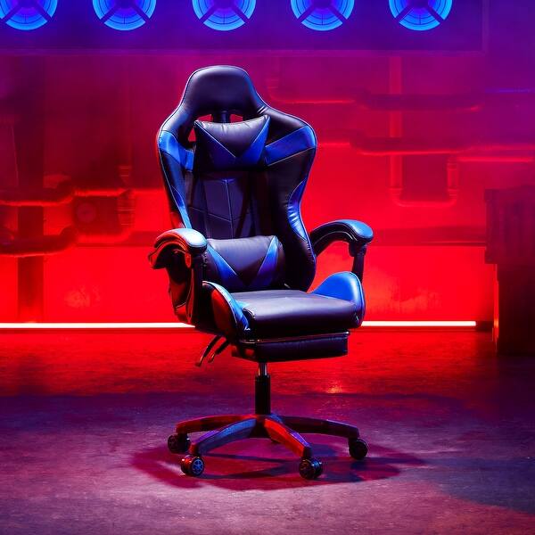 slide 1 of 23, CO-Z Leather Gaming High Back Computer Chair Ergonomic w Massage-Blue/Red/White