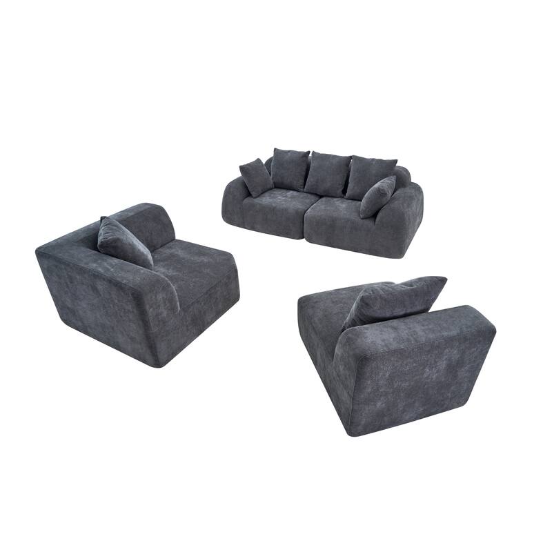 Boneless Sectional Cloud Couch Sofa for Living Room, 118" L-Shape Modular Velvet Sofa Modern Lounge Sleeper Couches with Chaise