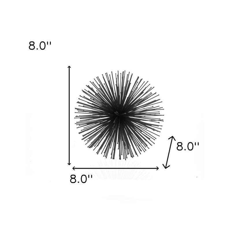 HomeRoots 8" Black Iron Decorative Orb Tabletop Sculpture - 8' X '8' X '8