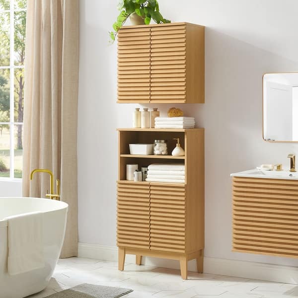 slide 2 of 20, Render Bathroom Cabinet Set Oak