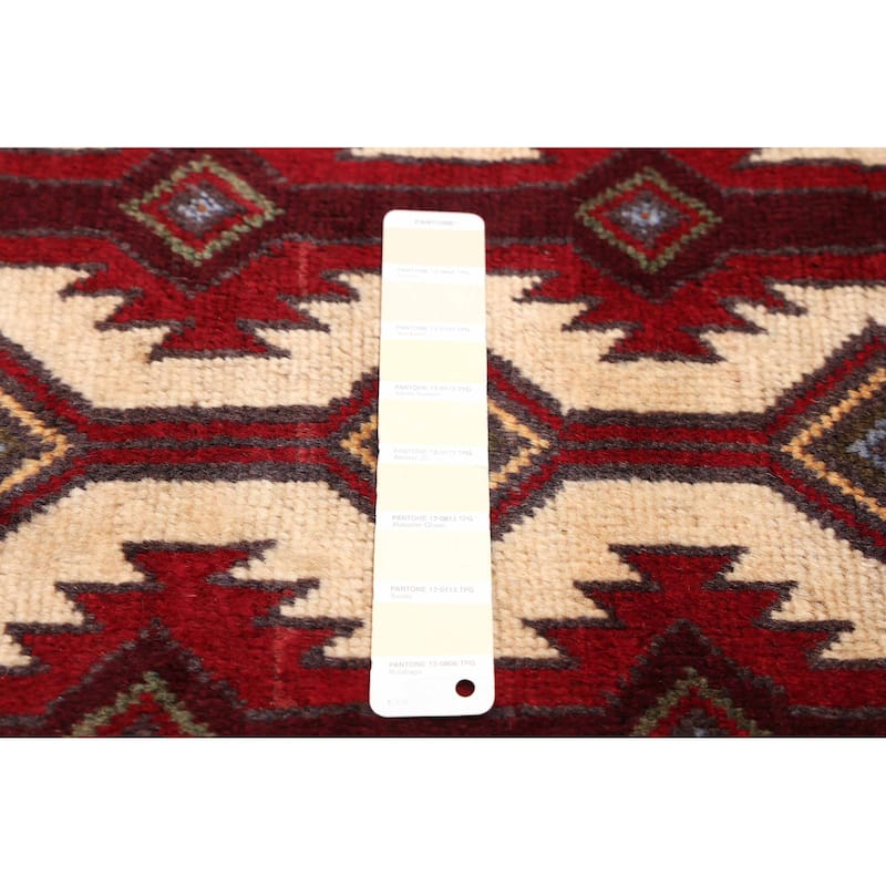 ECARPETGALLERY Hand-knotted Teimani Cream, Red Wool Rug - 3'0 x 5'7