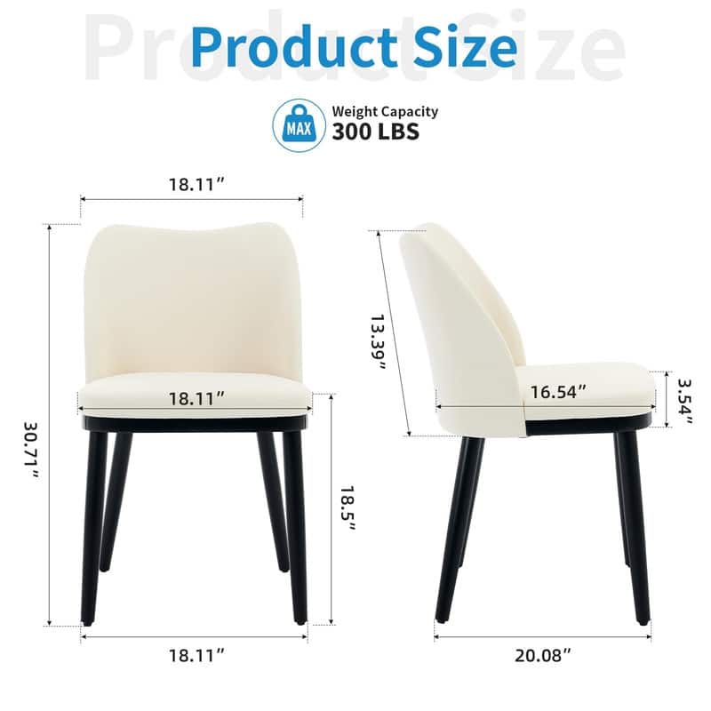 Set of 2 Upholstered Dining Dining Chair with Velvet/Linen Padded Seat and Wood Legs
