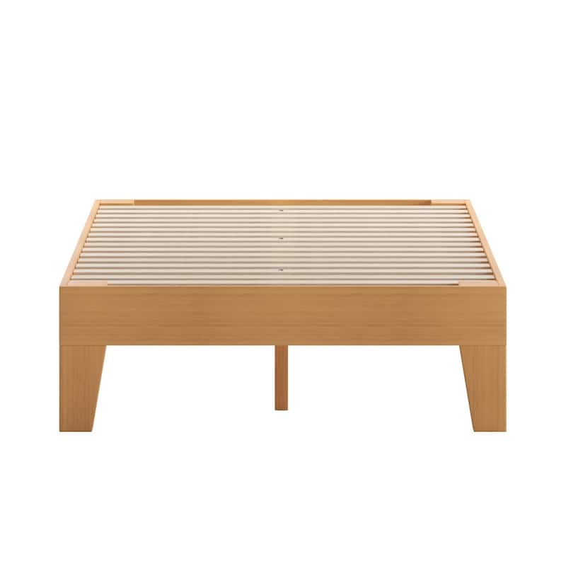Wood Platform Bed with 14 Wooden Support Slats