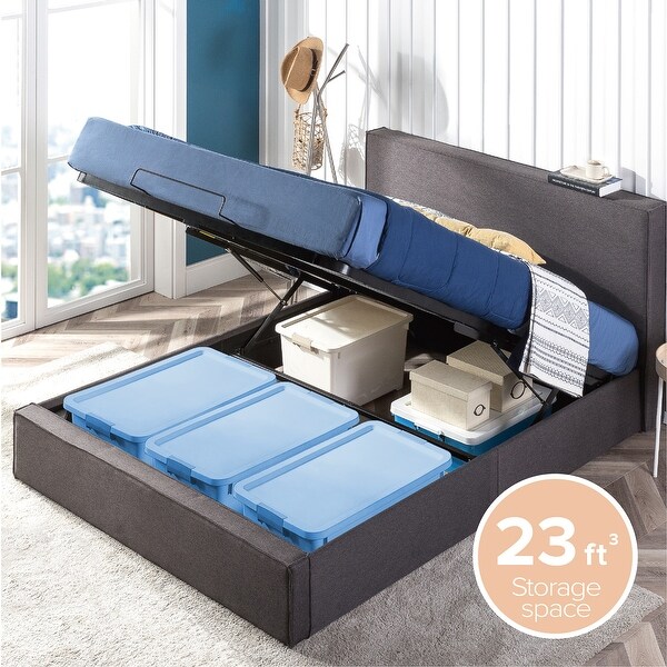 Shop Priage by ZINUS Dark Grey Upholstered Platform Bed ...