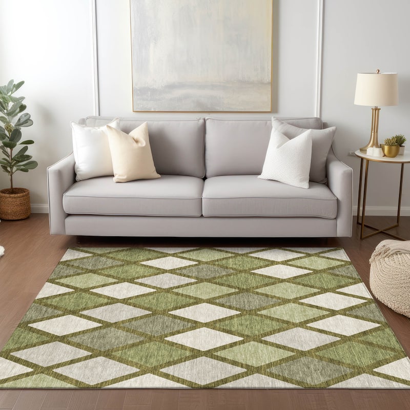 Machine Washable Indoor/ Outdoor Chantille Prism Diamond Rug
