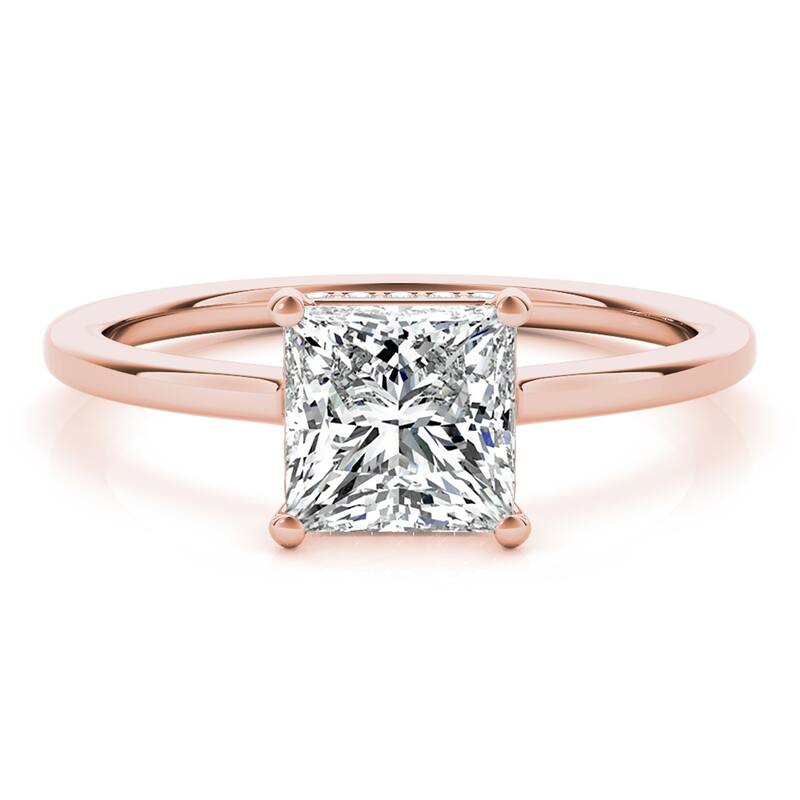 Auriya 14k Rose Gold Lab Grown Princess Diamond Halo Engagement Ring 0.50 to 5.00 ct. tw. (F-G VS)