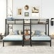 preview thumbnail 1 of 24, Twin Metal Bunk Bed, Triple Bunk Bed Frame w/ Storage Shelves Staircase Black - Twin