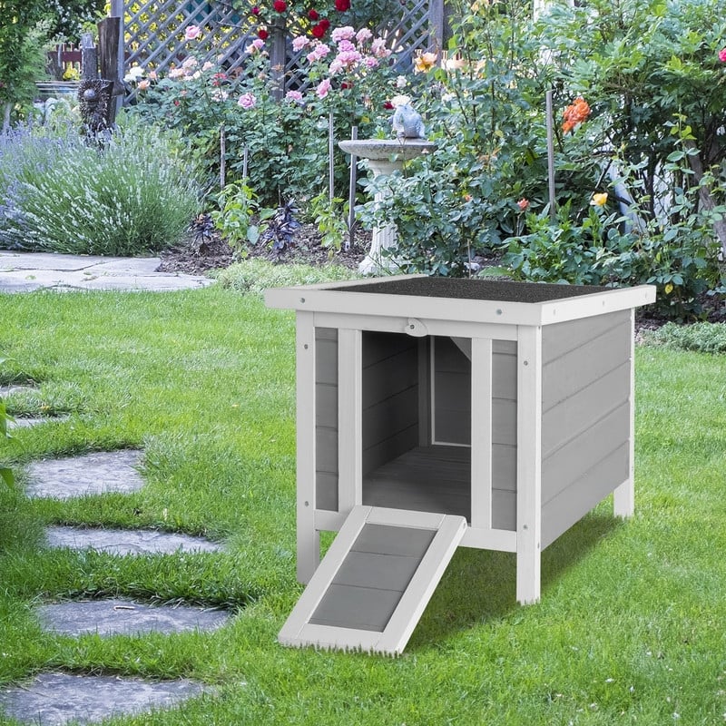 Gray Waterproof Wood Weather Resistant Animal Hutch - Grey