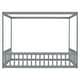 preview thumbnail 16 of 29, Full Size Canopy Frame Floor Bed with Fence,Guardrails
