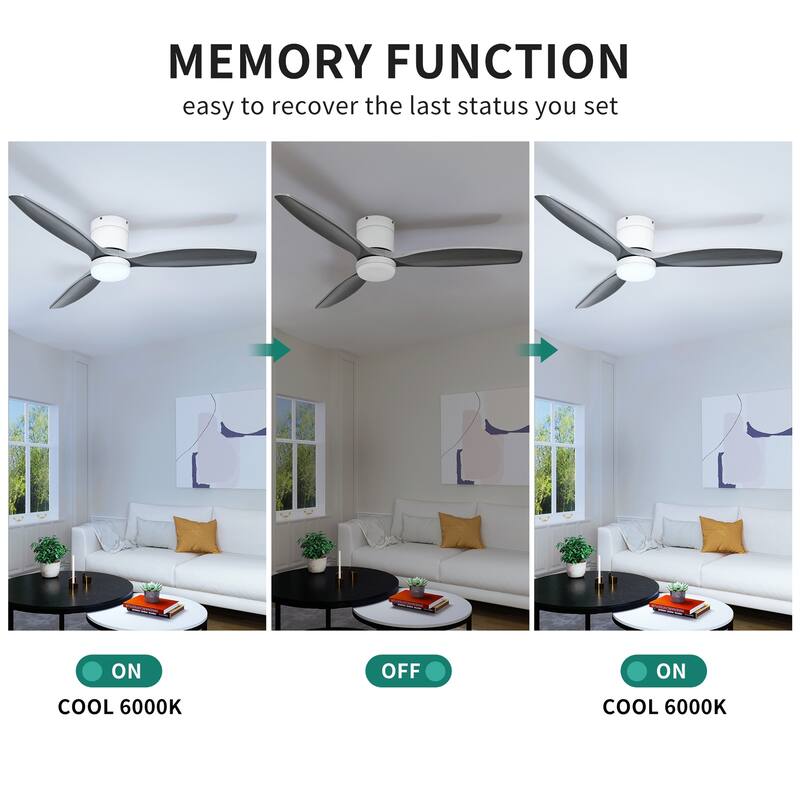 52 inch 6-Speed LED Smart Ceiling Fan with Remote Control and Light Kit Included