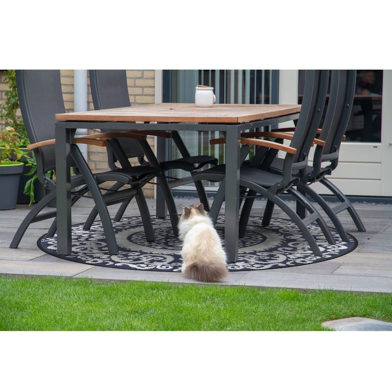 Nuu Garden 5" round Indoor/Outdoor Tribal Inspired Floral Area Rug - 5' Round