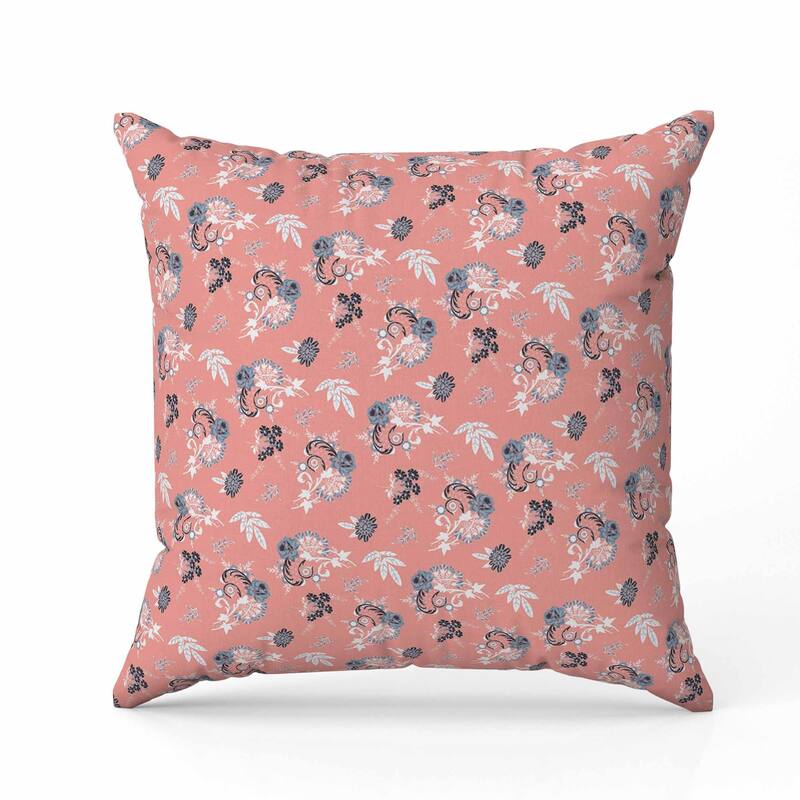 Rose Dreams Faux Suede Reversible Throw Pillow Pink and Blue