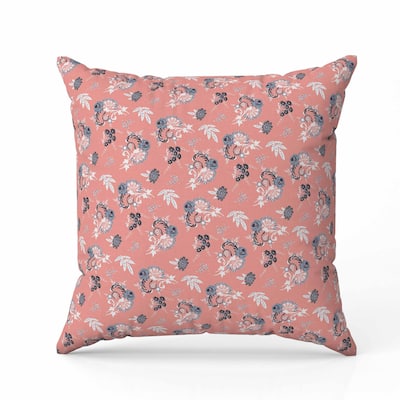Rose Dreams Faux Suede Reversible Throw Pillow Pink and Blue