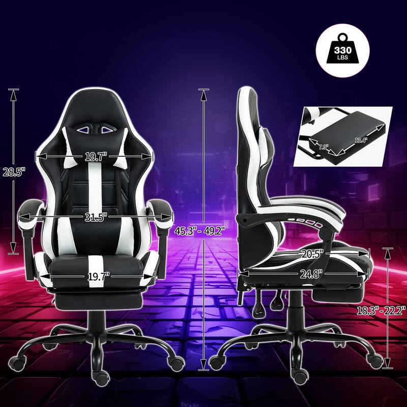 AVAWING Gaming Chair PU Leather Office Chair with Footrest