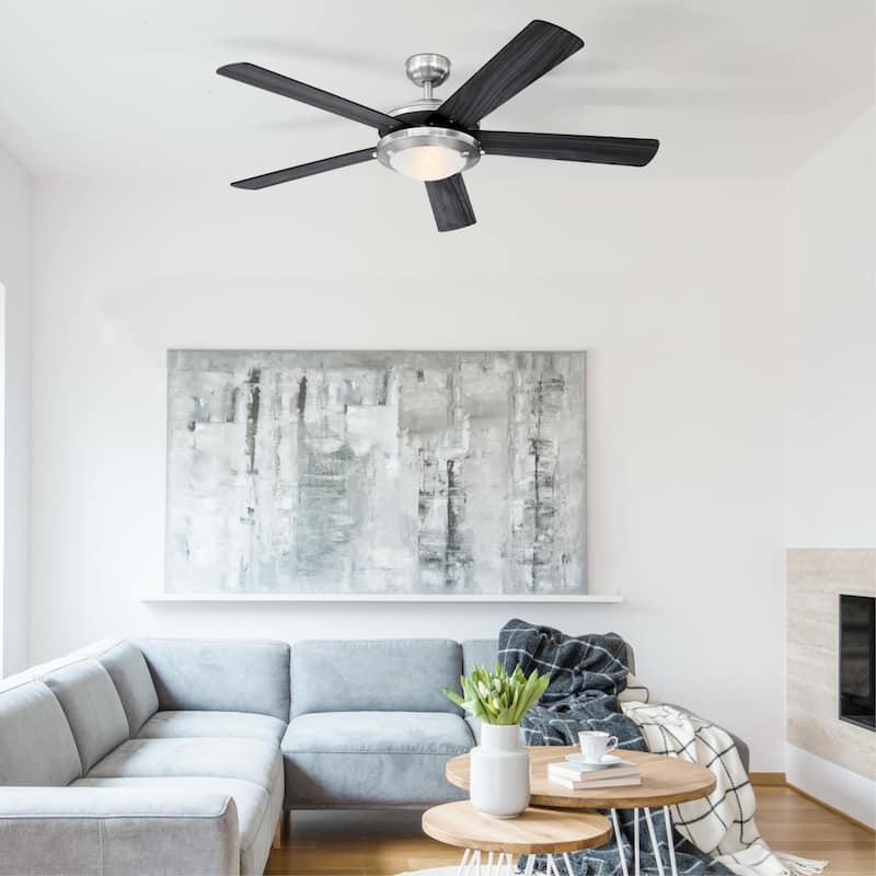 Westinghouse Lighting Comet 52-Inch 5-Blade Indoor Ceiling Fan with Dimmable LED Light Fixture and Frosted Glass