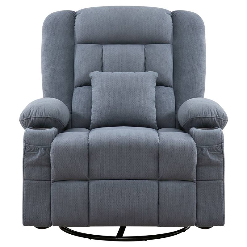 Recliner Chair with 4-Point 3D Kneading Massage and Heat for Living Room - Blue