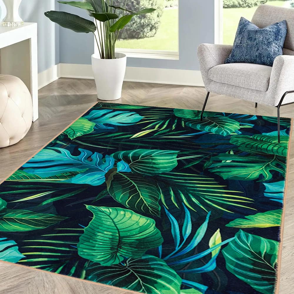 Modern Plant Abstract Area Rugs No-Shedding, Low Pile Foldable Carpet