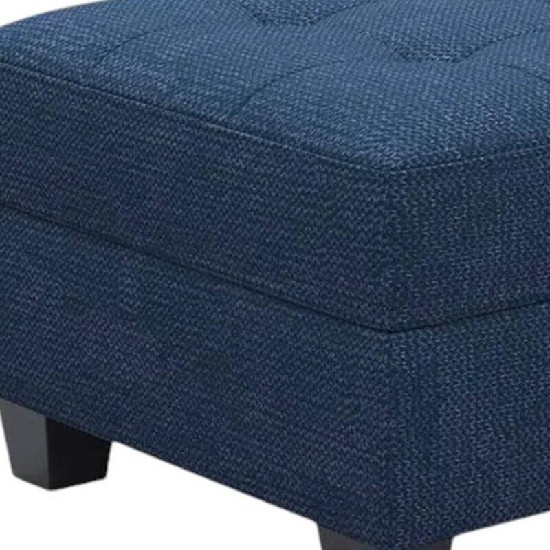 HomeRoots 26" Light Gray and Black Linen Tufted Storage Ottoman